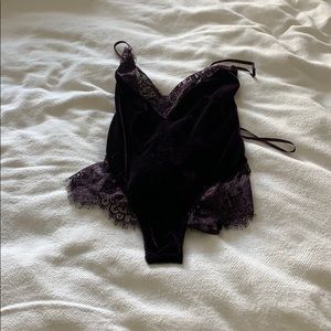Purple velvet and lace teddy